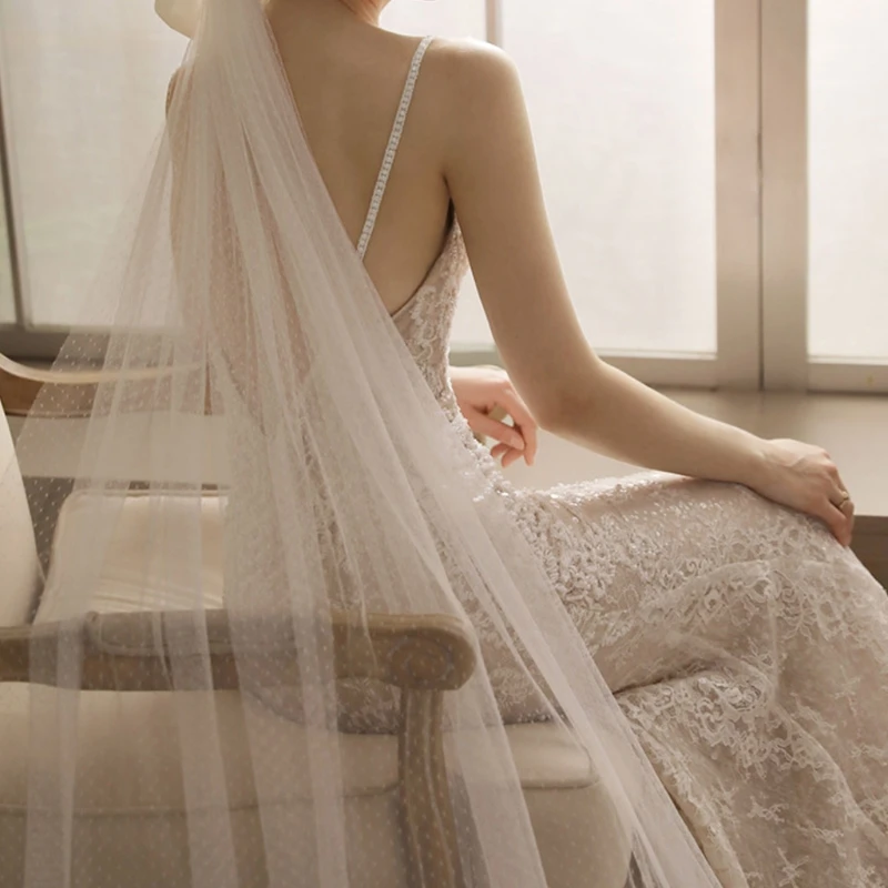 

Фата свадебная с гребнем в горошек, тюль с бантом, свадебные аксессуары для волос для невесты, одноуровневая прозрачная гарнитура для часов...