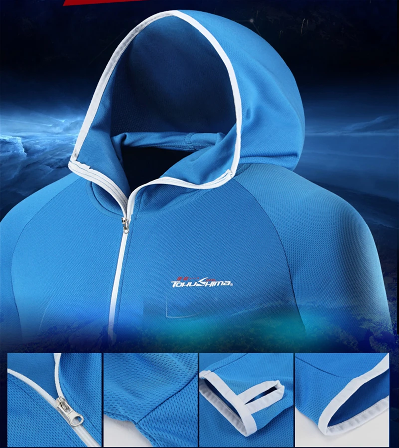 Открытый Рыбалка Костюмы с капюшоном Ice Silk, для мужчин, куртка быстросохнущее пальто Рыбалка рубашка для отдыха на природе Пеший туризм, для катания на велосипеде, для рыбалки, одежда