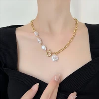 baroque pearls metal chain necklace fashion temperament sweet elegant chain of clavicle ms jewelry christmas gifts wholesale
