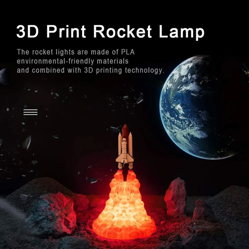 

Night Light New Dropshipping Space Shuttle Lamp and Moon Lamps in Night Light by 3D Print for Space Lovers Rocket Lamp