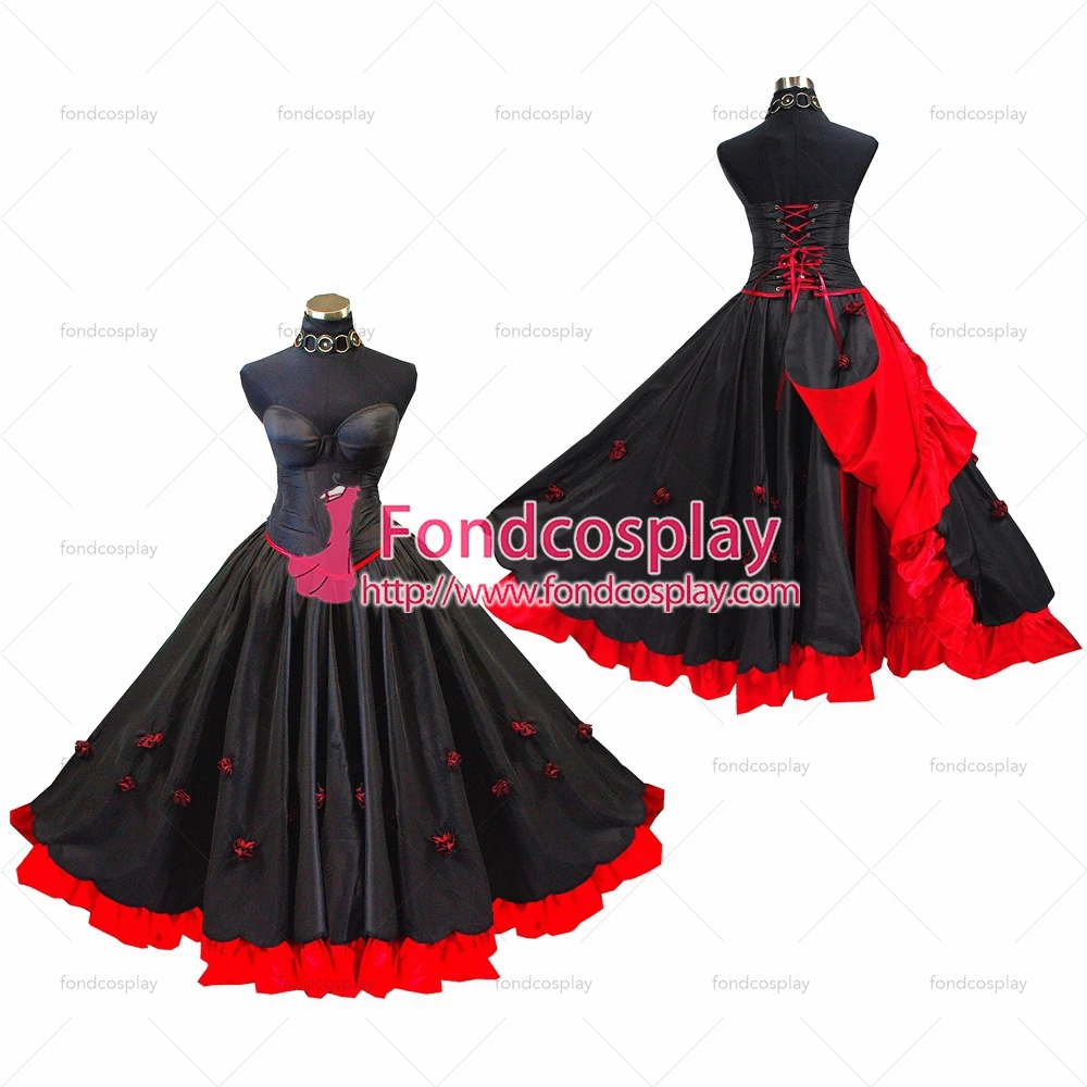 Платье для косплея о история с бюстгальтером длинное черное платье-тафетта