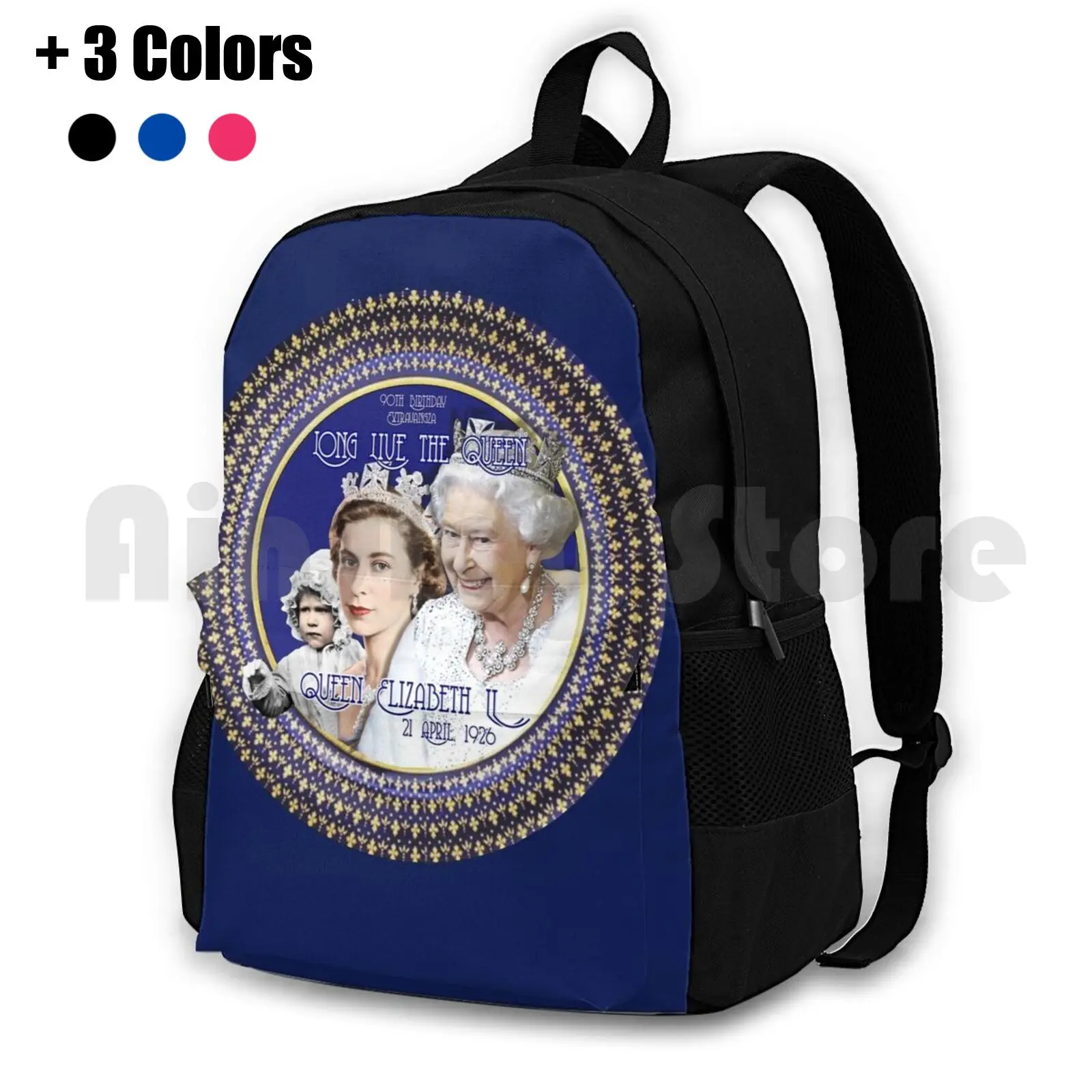 

Queen Elizabeth , Happy 90Th Birthday-Collector Design Outdoor Hiking Backpack Waterproof Camping Travel Queen Elizabeth 11