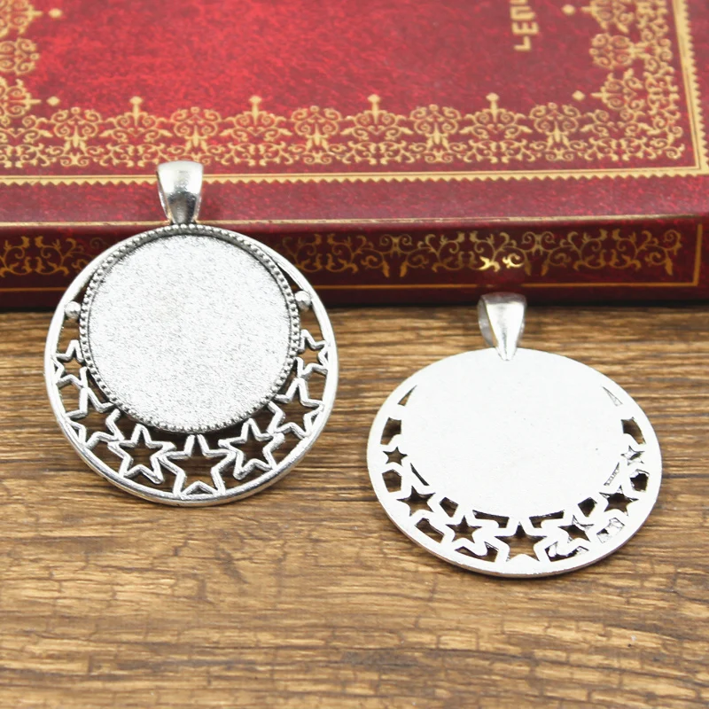 Круглая стеклянная основа для кабошона с полыми звездами Размером 25 мм 3 шт.