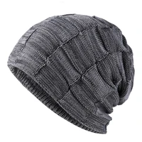autumnwinter new thick knitted hats versatile two color pullover for men knitted hat plus velvet ear protection to keep warm