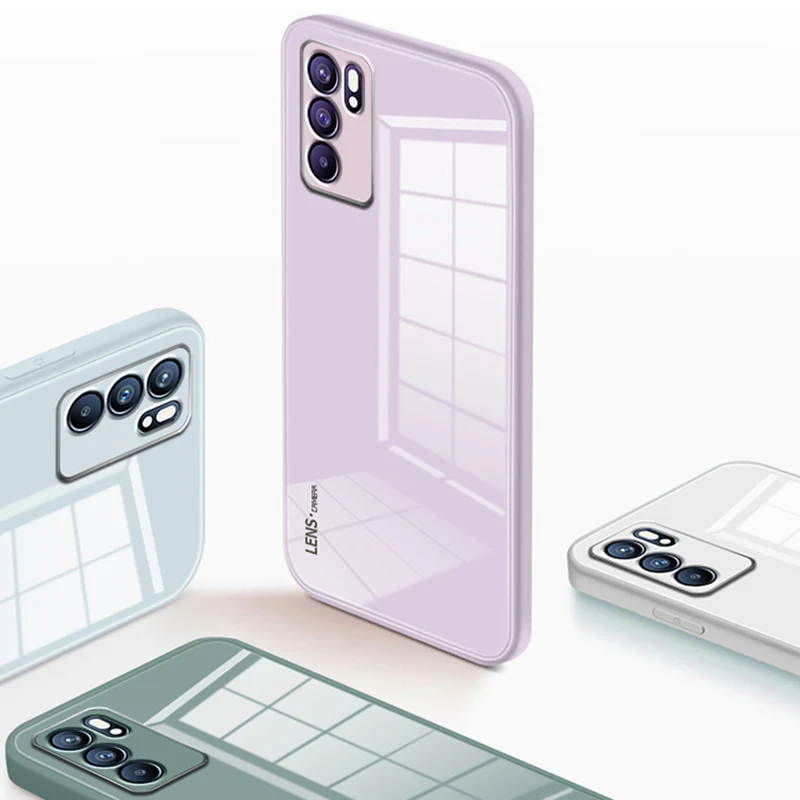 Мягкий Квадратный чехол из жидкого силикона для OPPO Reno 6 Pro Plus мобильный телефон Reno6