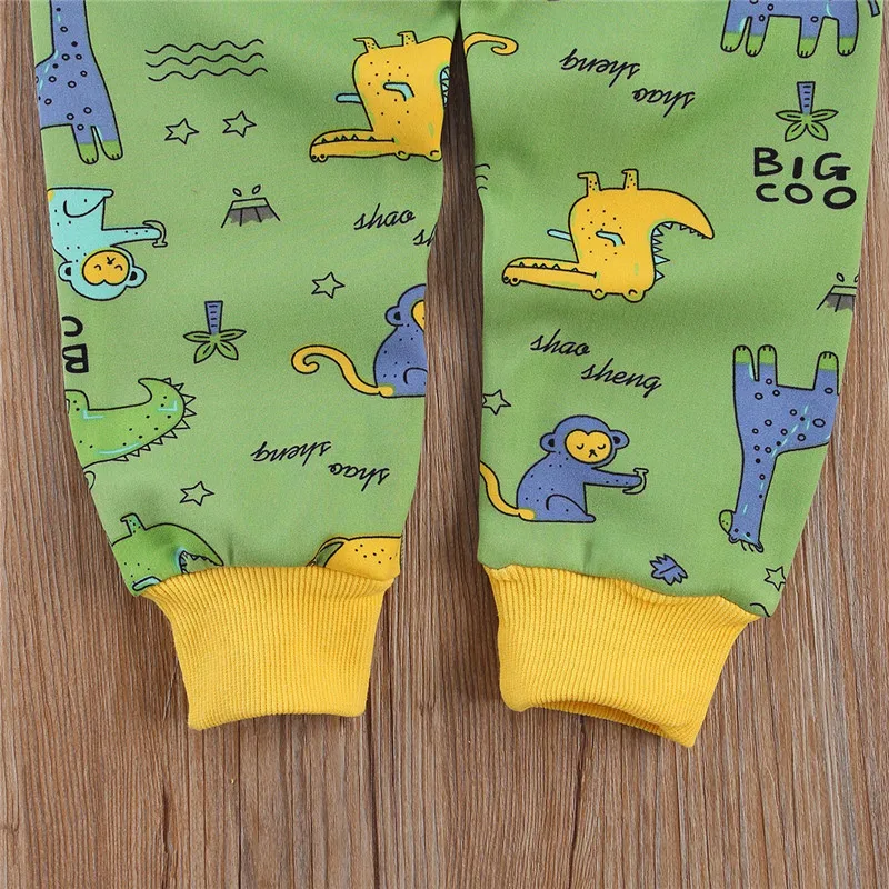 

Kids Boys Girls Pajama Suit Autumn Spring Long Sleeve Round Neck Warm Tops Long Pants with Carton Patterns for Autumn and Spring