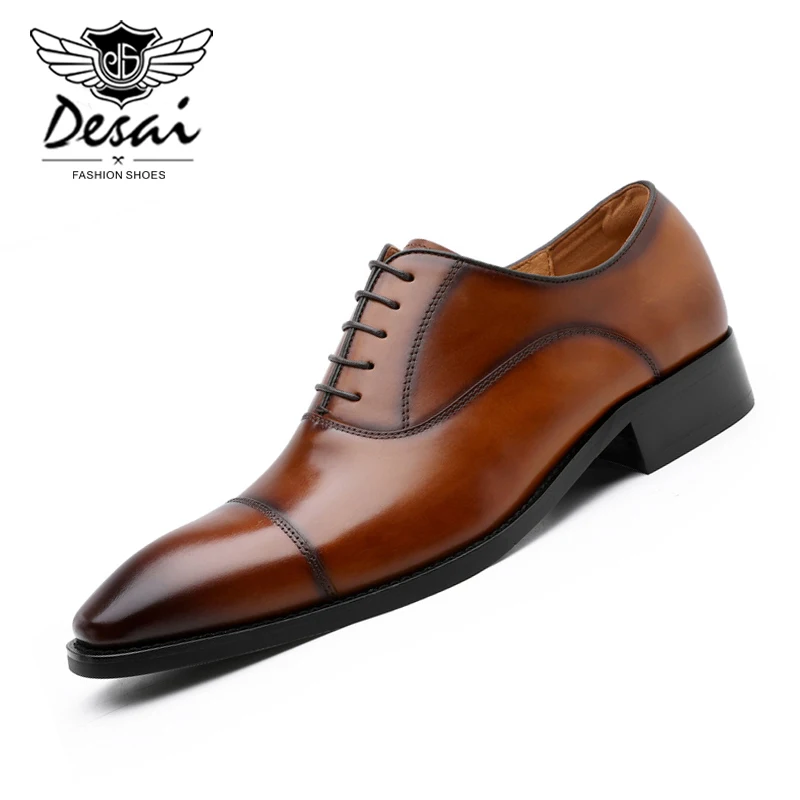 DESAI/кожаные туфли больших размеров Мужская Свадебная формальная обувь на