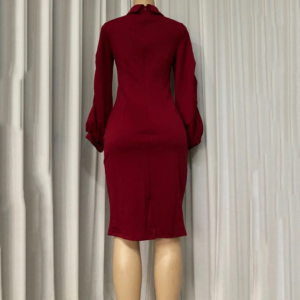 

Spring Summer 2021 New Women's Western Style Oversize Office Profession Solid Color Pencil Buttocks Solid Color Dress