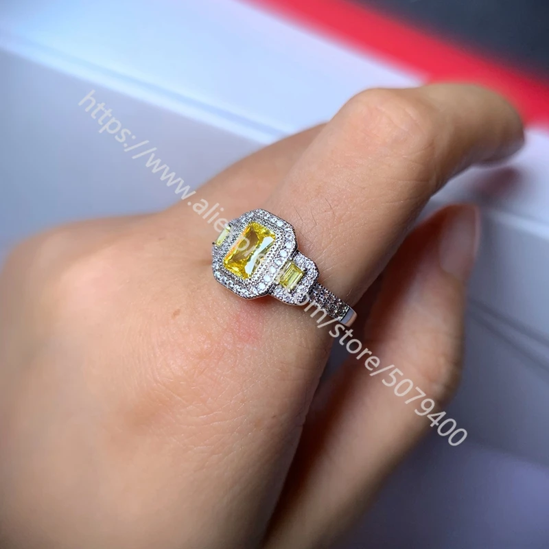 

Classical Citrines white gold plated Ring Square CZ Yellow Stone Ring Boho Jewelry cubic zirconia Womens Ring Gift for Sis
