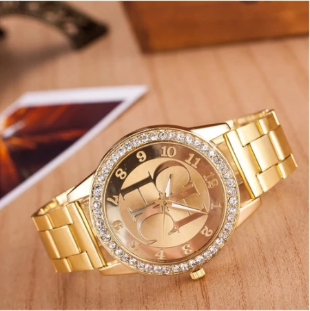 Zegarek Damski-Luxury Men's and Women's Sports Chronograph Quartz Watch with Crystal Metal Mesh Fashion DQG 2021
