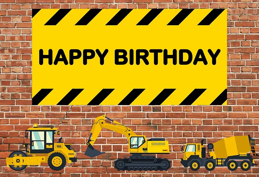 

Photographic Backdrop happy birthday car brick yellow children Photo Background Baby Shower Backdrops fotoachtergrond