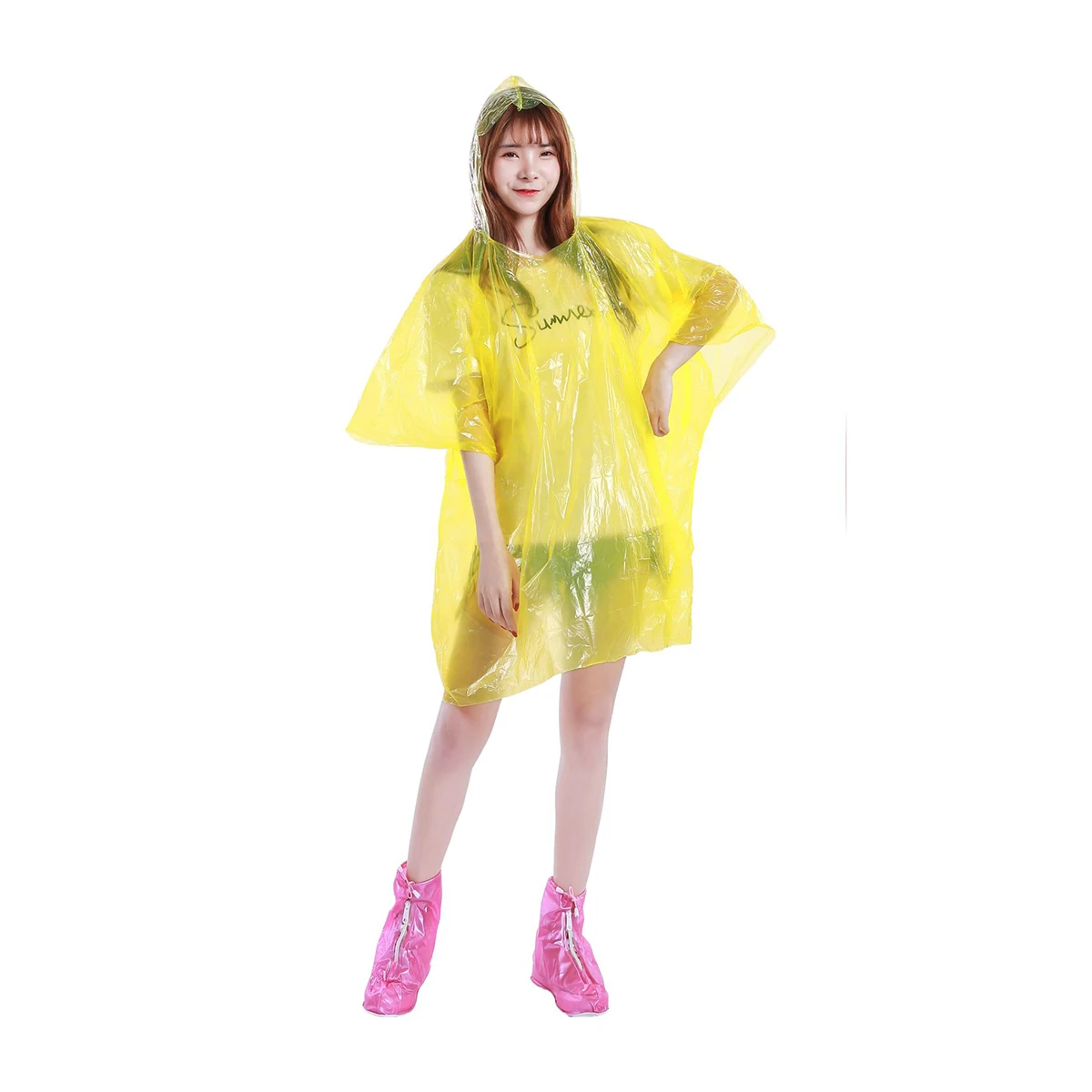 2PCS Unisex Long Disposable Raincoat Adults Drawstring Hooded Transparent Rain Poncho Random Colors | Raincoats