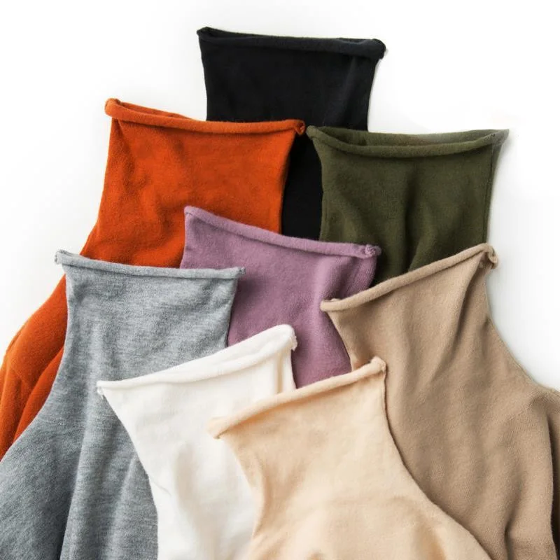 Женский Повседневный пуловер с высоким воротом вязаный кашемировый свитер