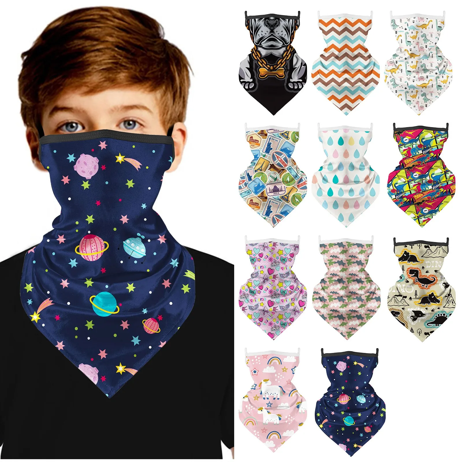 

Kids Neck Gaiter Scarf Sun Uv Sun Protect Face Masks Coverage Breathable Tube Mask Bike Cycling Face Earloop Bandage Masques