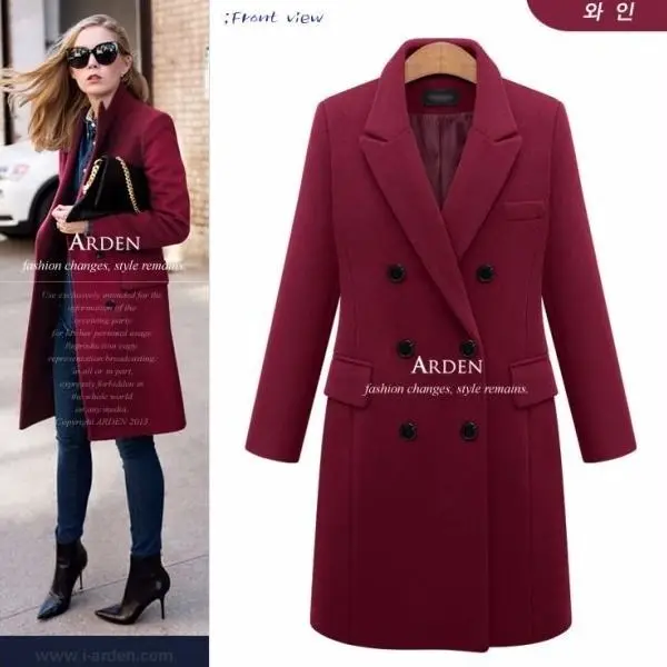 

Woolen Coat Korean -Style Slim -Fit Four -Color Elegant Winter New Women 's Clothing Coat