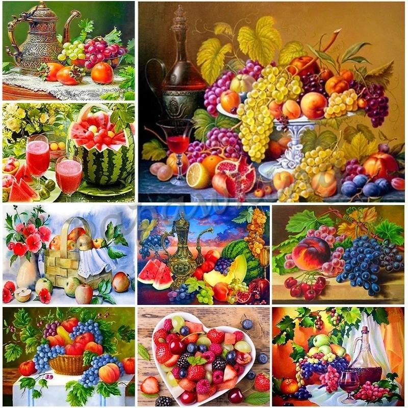 

5D Diy Diamond Painting Fruits Full Square Still Life Grapes Cross Stitch Diamond Embroidery Mosaic Picture Rhinestones 3D Decor