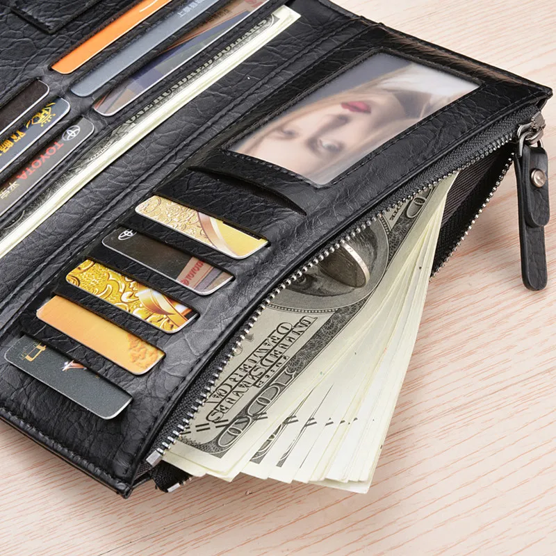 Новинка 2019 женский кошелек противокражный с RFID защитой тонкий на молнии