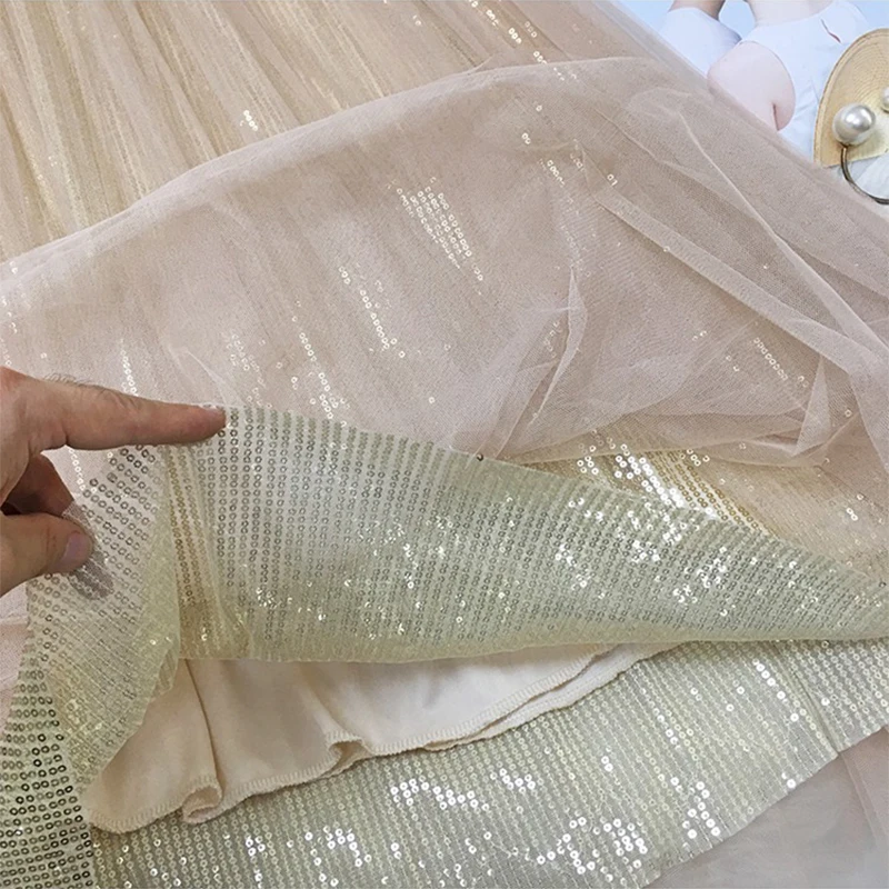 

Spring Summer Skirts Women Korea Long Tulle Skirt Sequined Pleated A Line Midi Skirt Chic High Waist Skirt Female