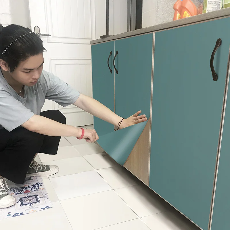 self adhesive vinyl film wallpaper furniture renovation stickers kitchen cabinet waterproof oil proof wall stickers home decor free global shipping