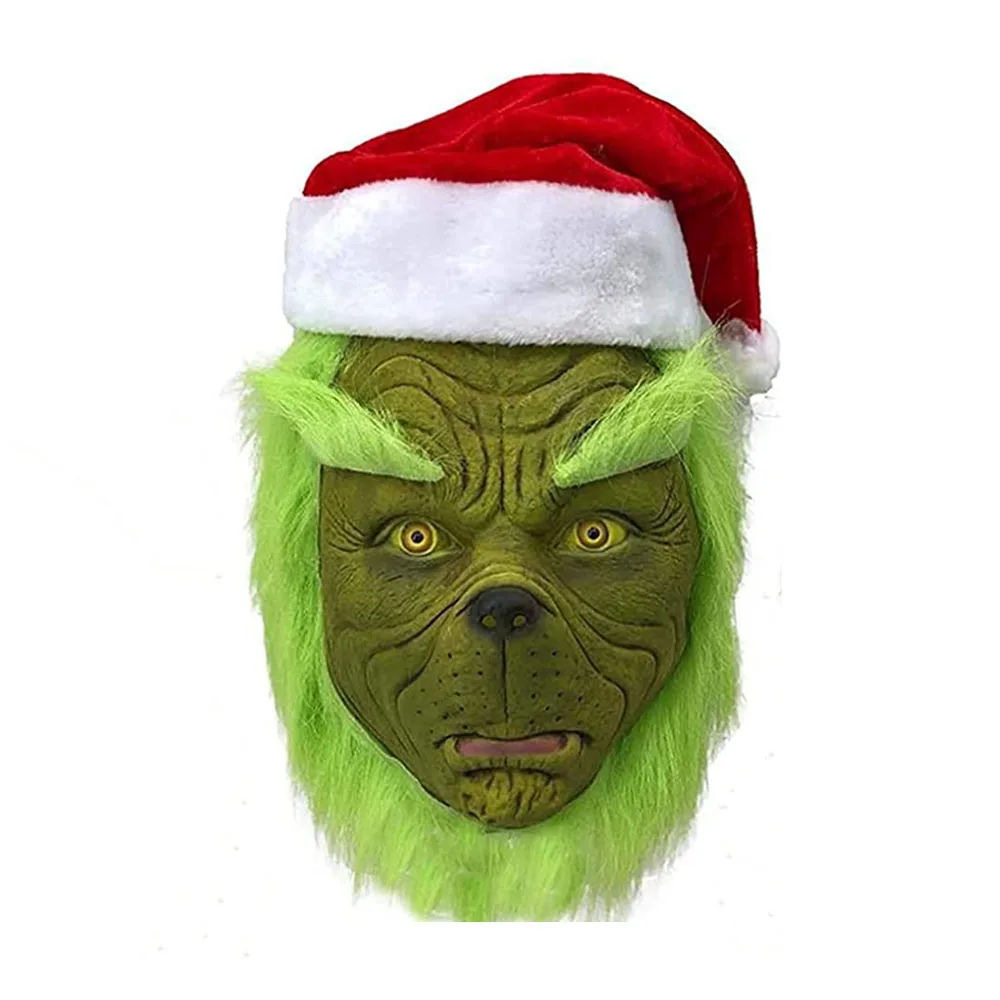 Зеленый костюм монстра для взрослых рождественские костюмы Санты с маской