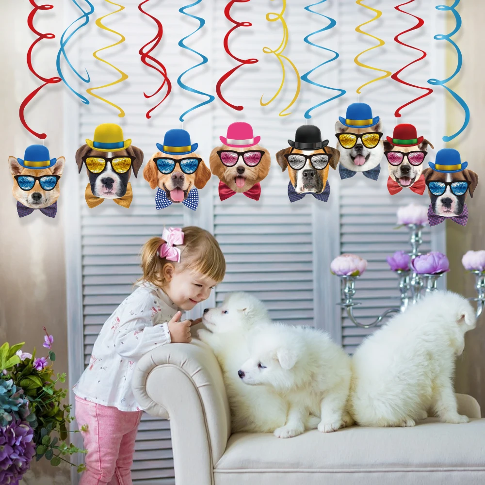 Домашние питомцы собаки вечерние украшения тема висит завитки спираль детского