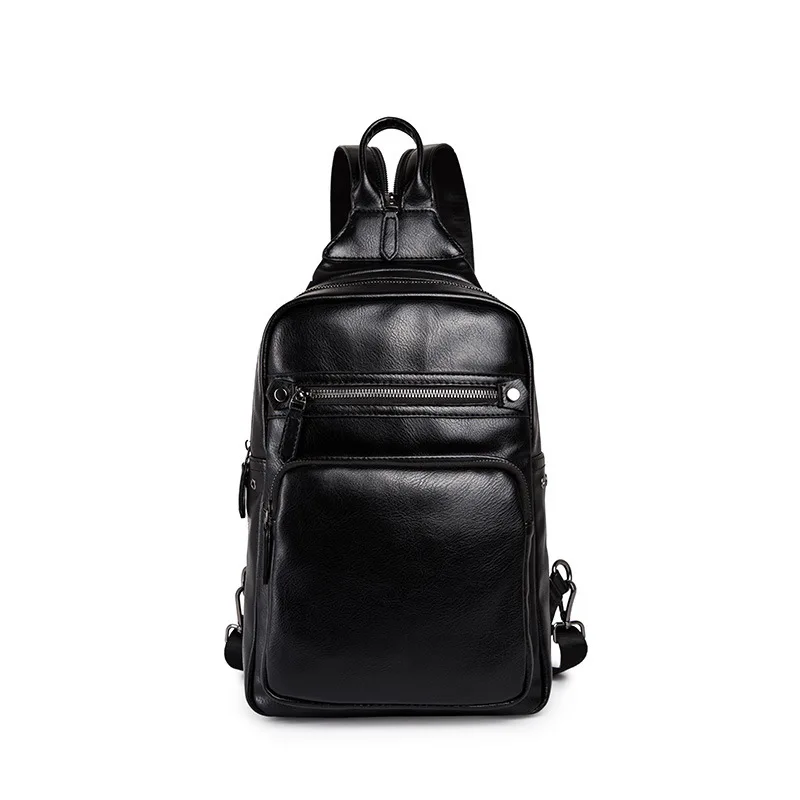

Waterproof PU Leather Zipper Crossbody Messenger Chest Bags Men's Sling Shoulder Bag Casual Travel Waist Fanny Pack Rucksack