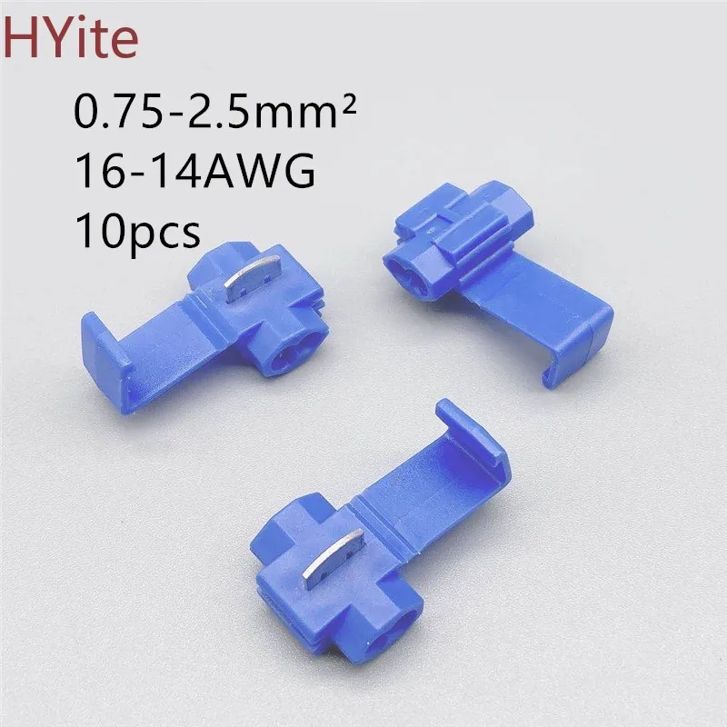 10 шт. Т-образные соединители для электрических кабелей 1 5-2 5 мм2 16-14 AWG |