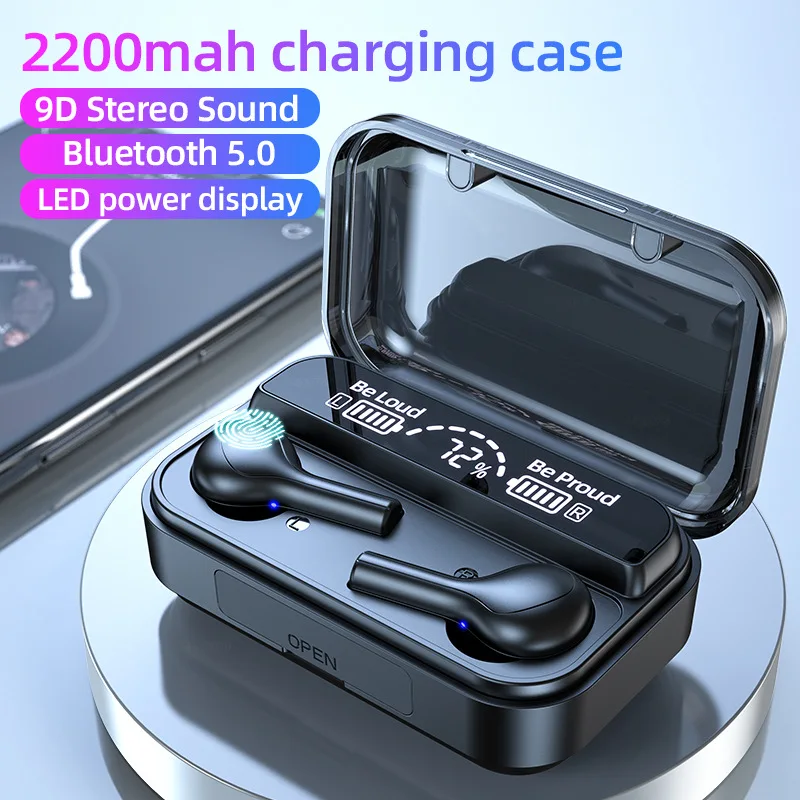 

Wireless Bluetooth-compatible Earphone LED Power Display Earbuds With Power Bank For Xiaomi IPhone 9D Stereo Earphone