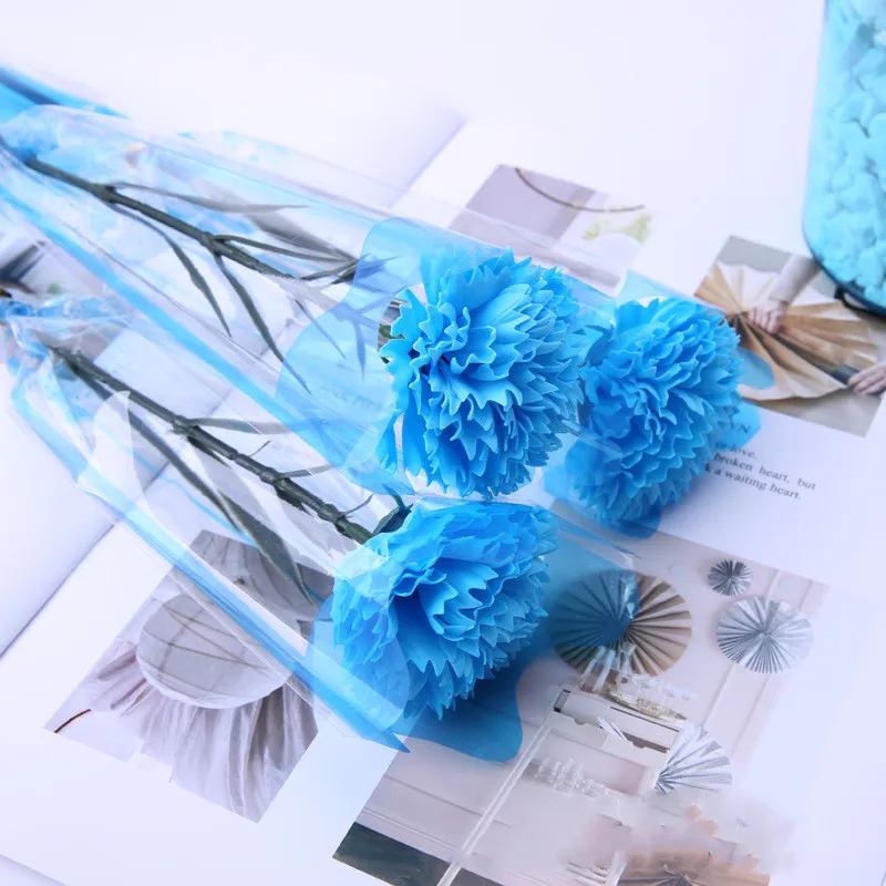 light blue 1 шт. подарок на день матери для учителя одиночный Гвоздика цветок Моделирование Роза Мыло букет сушеные s - Цвет: light blue
