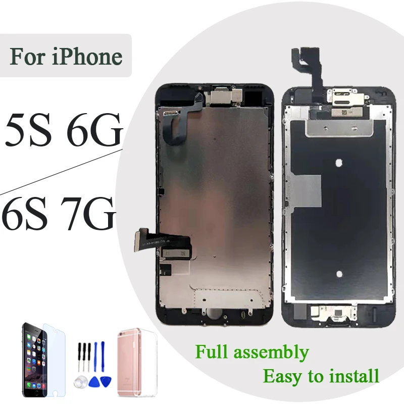 Полный ЖК дисплей или экран в сборе для iphone 5S 6S 7 7P 6 с кнопкой home и фронтальной камерой|Экраны мобильных