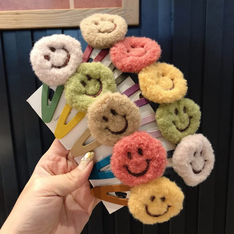 Корейские аксессуары для волос милые разноцветные плюшевые заколки модные