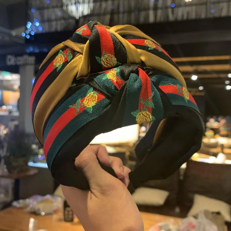 Повязка на голову с широкими розами аксессуары для волос из ткани повязка