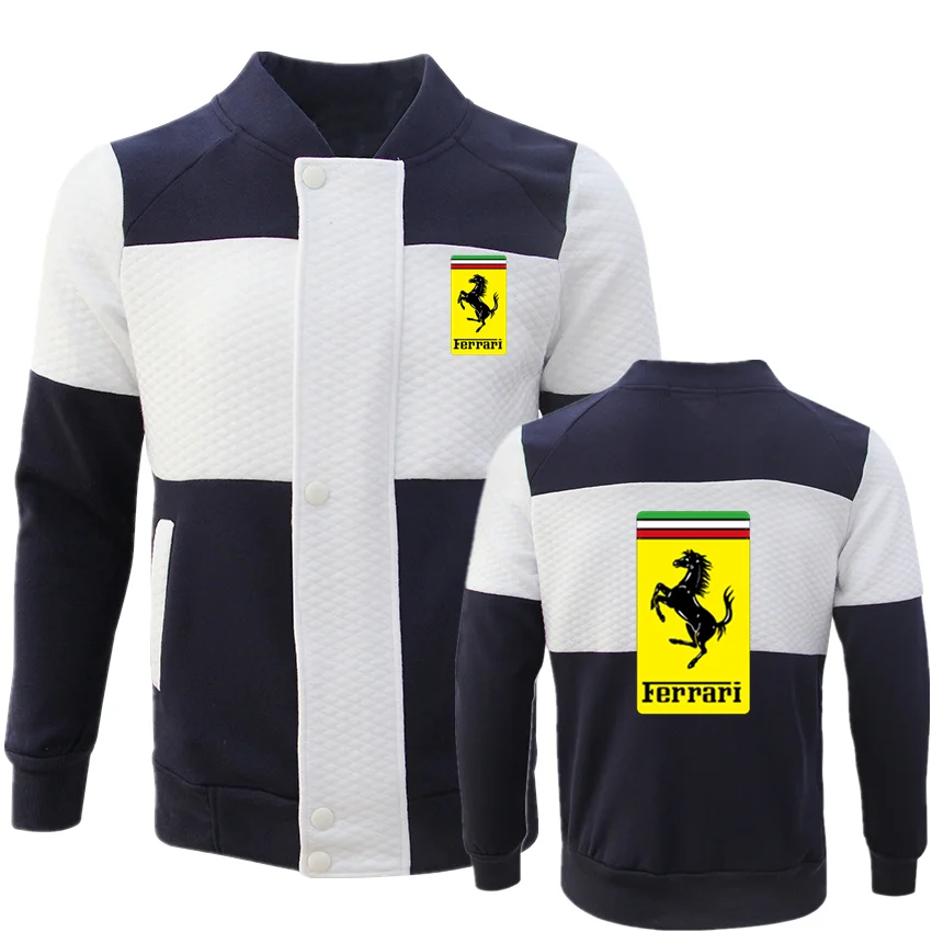 

Ferrari letter printing logo autumn winter 2021 printing stitching hoodie tide brand men's easy-to-wear casual sports cardigan