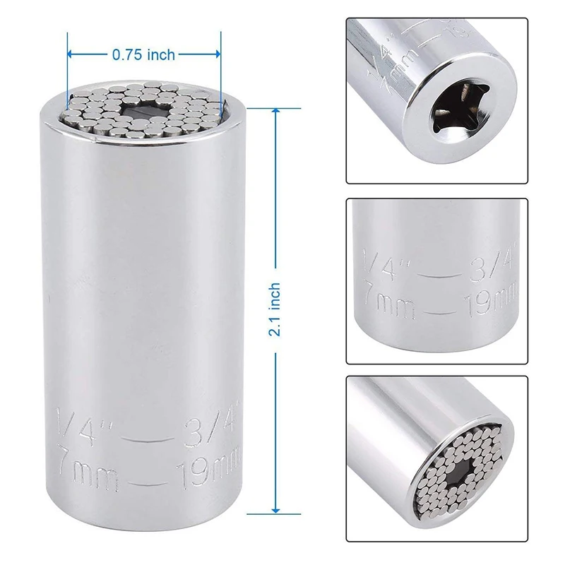 KINDLOV Torque Wrench Head Set Sleeve Socket 7-19mm Power Drill Universal Ratchet Spanner Magic Grip Remove Screws Hand Tools