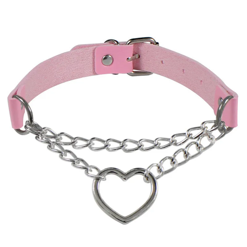 

Women Punk Necklace Pendant Collar Punk Gothic Leather Choker Metal Neck Chain Lock Key Heart Necklace Fashion Jewelry