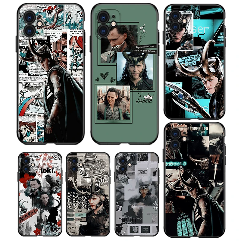 

Marvel Avengers Loki For Apple iPhone 13 12 11 mini 8 7 6S 6 XS XR X 5 5S SE 2020 Pro Max Plus Black Soft Phone Case