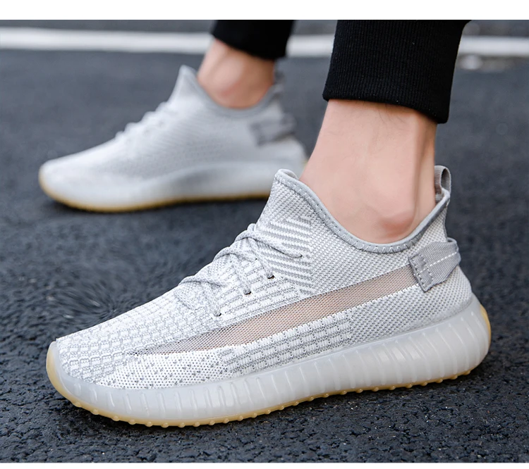 

New spring and summer coconut shoes men's transparent bottom leisure running fly weave sports men's shoes yeezy350 shoes Zapatos