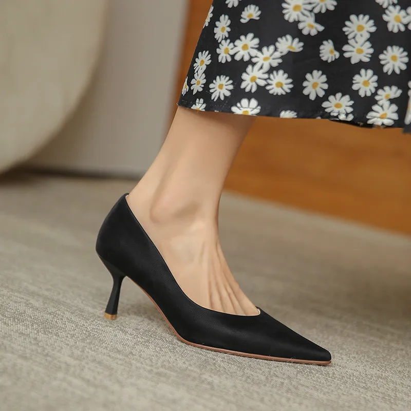 

Smeeroon Elegant Party Wedding Shoes Women Pumps Solid Colors Top Quality Single Shoes Pointed Toe Thin High Heel Ladies Shoes