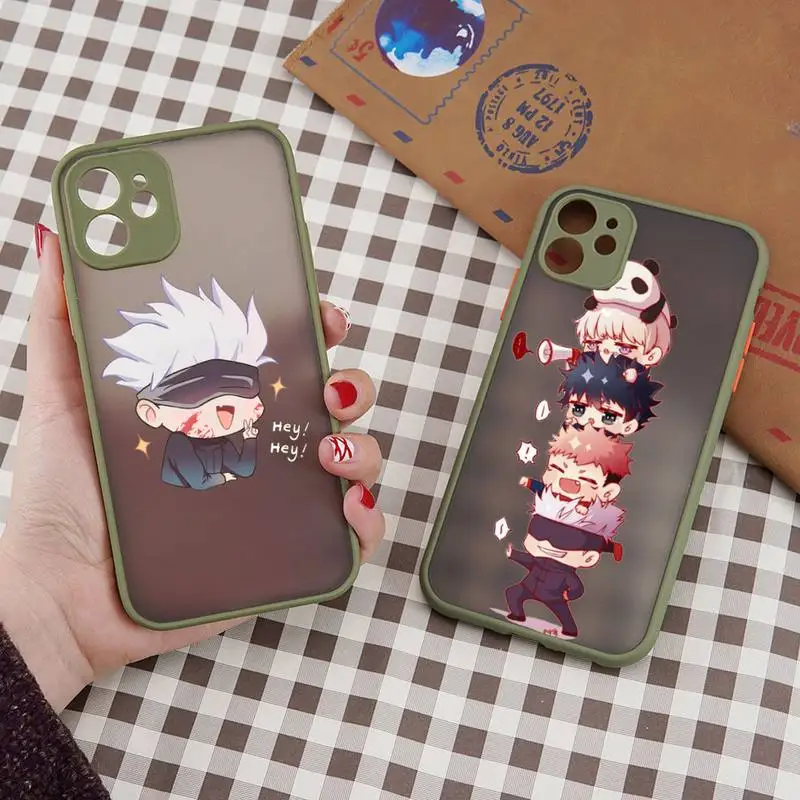 

Jujutsu Kaisen Cartoon anime cute Phone Case matte transparent For iphone 7 8 11 12 plus mini x xs xr pro max cover