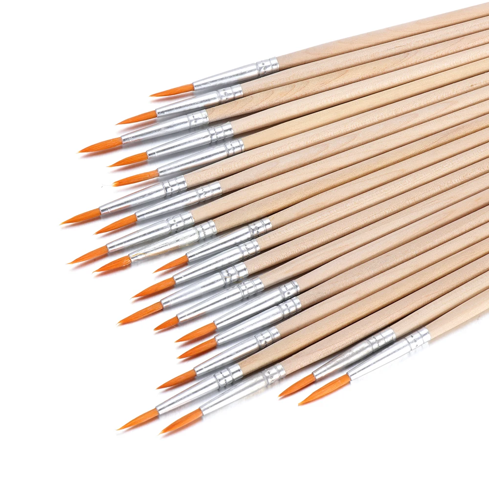 10 шт. новая ручка с плоской/деревянной ручкой для рисования кисть акварельная