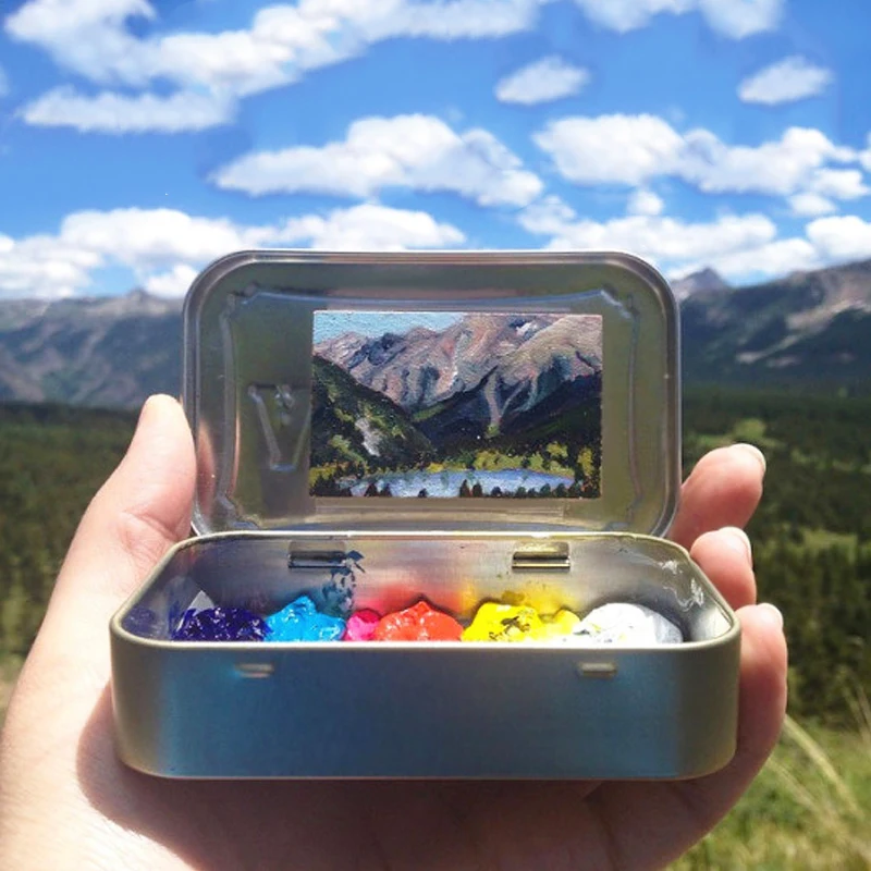 Мини железный ящик для набросков художественные принадлежности набор