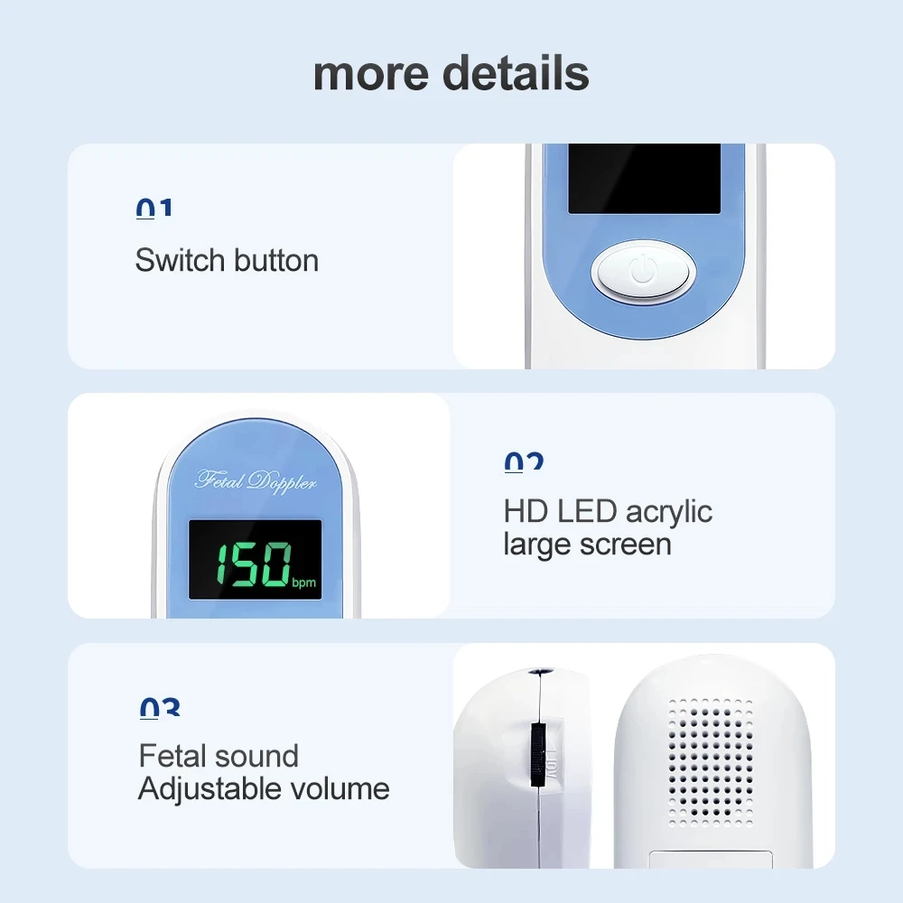 Prenatal Doppler Fetal Baby Heart Rate Monitor Home Pregnancy Detector LCD Display No Radiation Women | Красота и здоровье