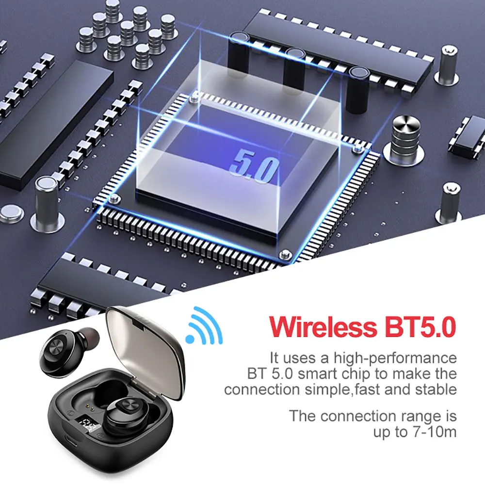 Цифровой Дисплей Беспроводной Bluetooth наушники 5 0 бинауральные вызова сенсорный