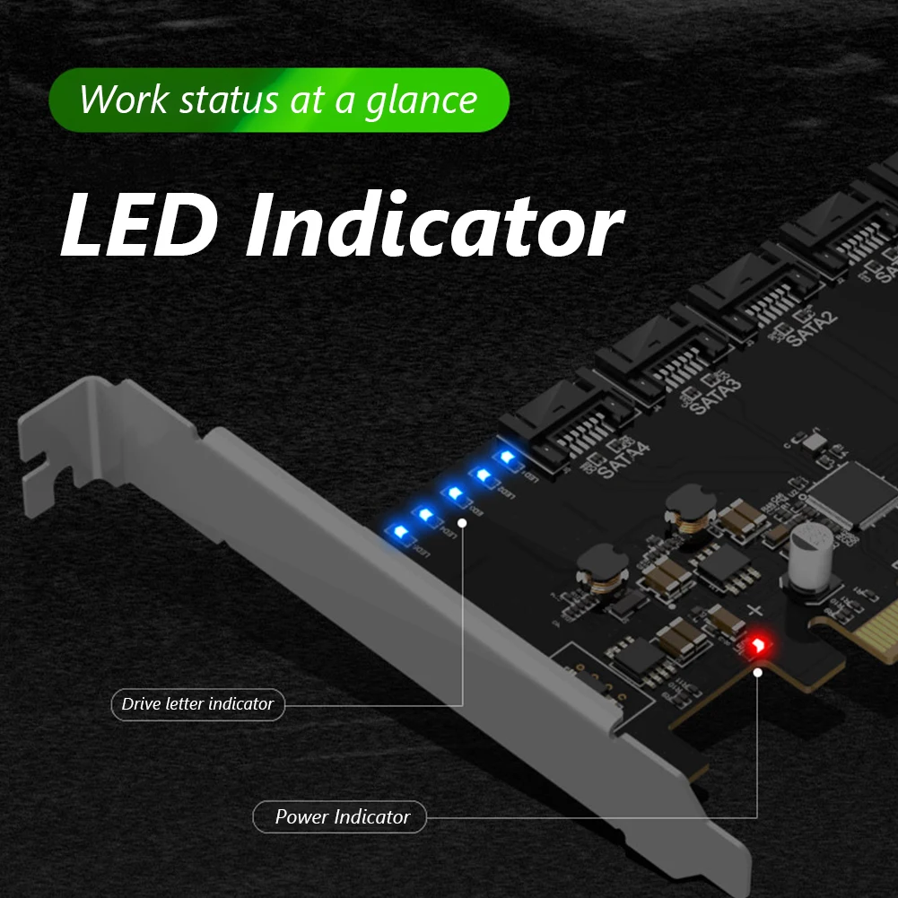 Интерфейс PCIE к 5-портовой плате расширения SATA3.0 CI-E X4/X8/X16 высокоскоростному