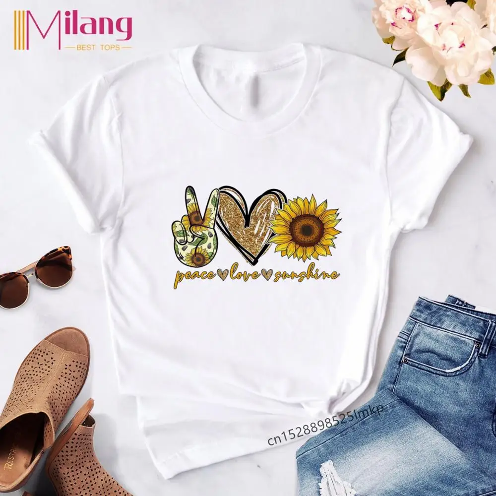 Женская футболка с принтом Love Peace Повседневная белая рисунком медсестры Новинка