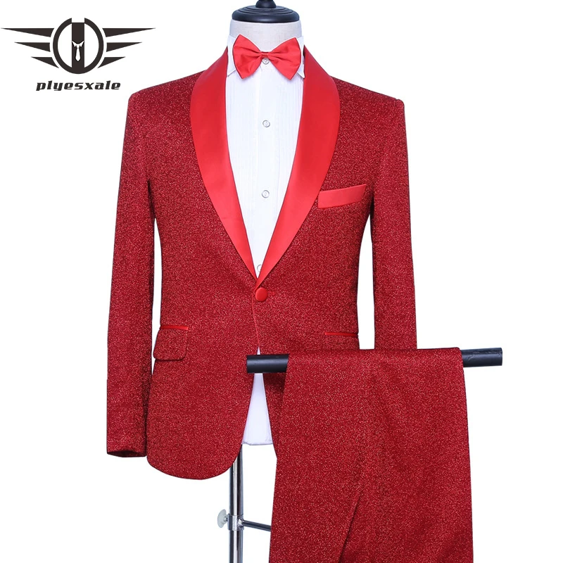 Plyesxale красные свадебные костюмы для мужчин новейший дизайн пиджак брюки