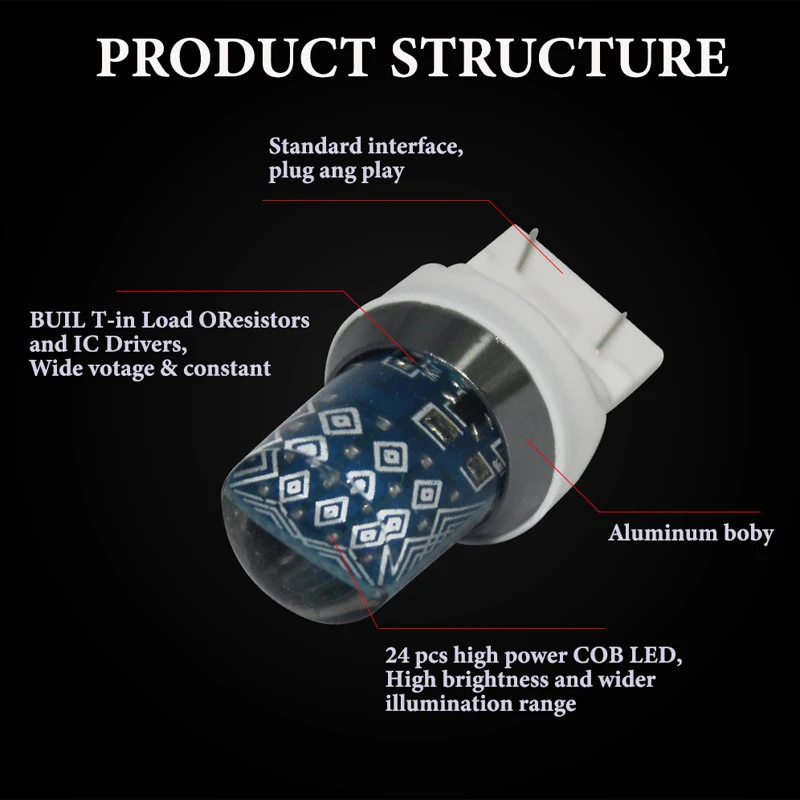 1 шт. Strobe 1157 BAY15D P21/5 Вт T20 7443 W21/5 24SMD RGB высокой Яркость Flash силиконовый Canbus обратный