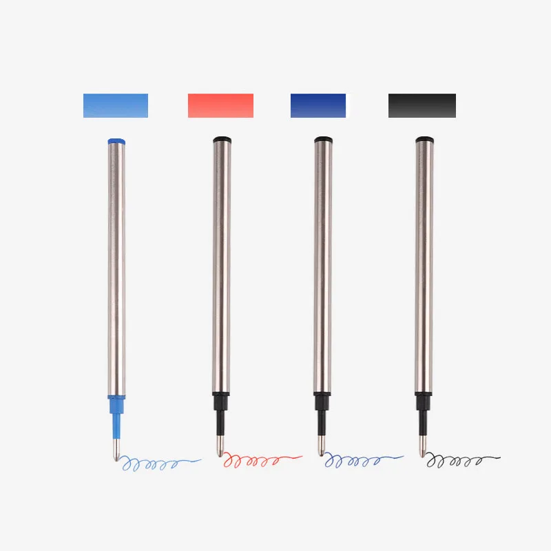 

10pcs/lot 1.0mm Black Blue Ink Metal Pen Refills 11cm Replaceable Roller Ballpoint Pen Refills Office School Writing Supplies