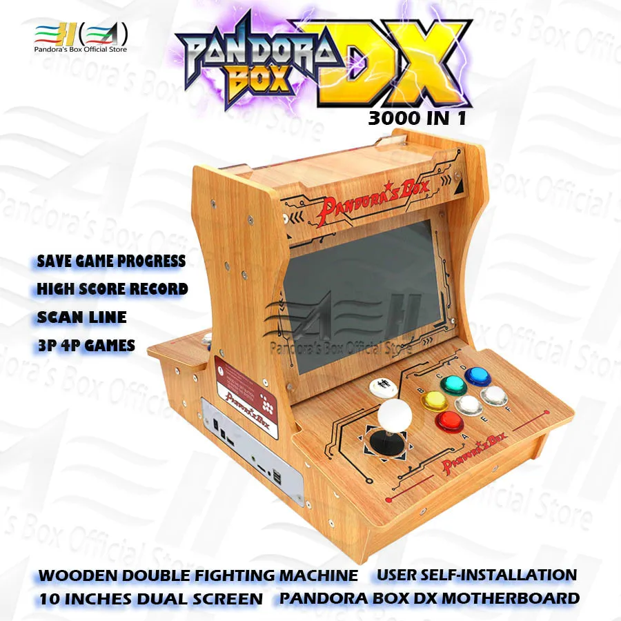 Новый Pandora box DX деревянная Двойная Боевая машина 10 дюймов двойной экран