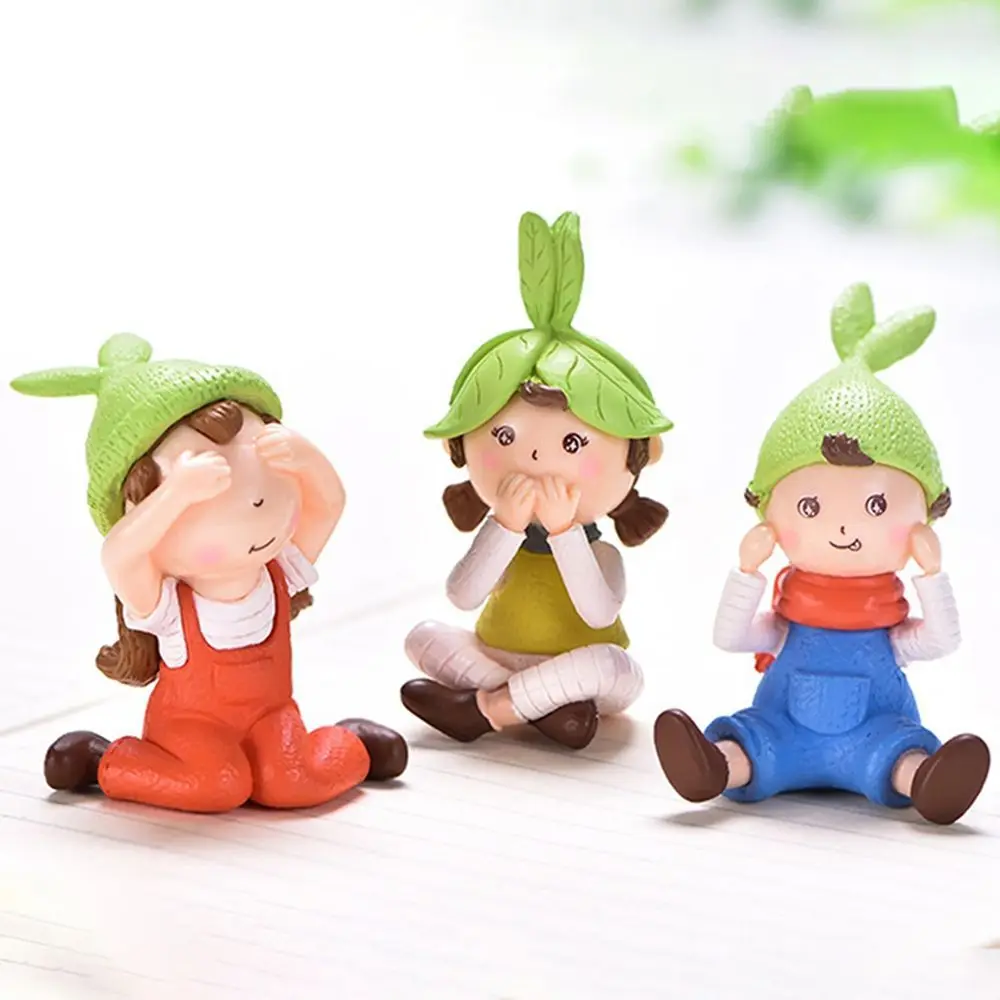 

3 PCS Miniature Cute Girl Ornaments Cartoon Children's toys Gift Keychain Accessories Miniature Landscape Garden Home Decoration